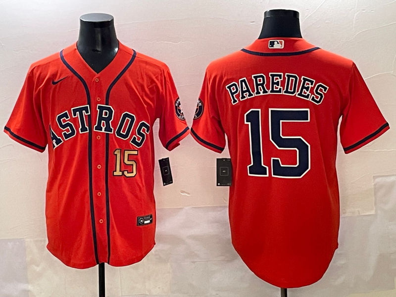 Men Houston Astros #15 Paredes Orange 2025 MLB nike jersey style 5